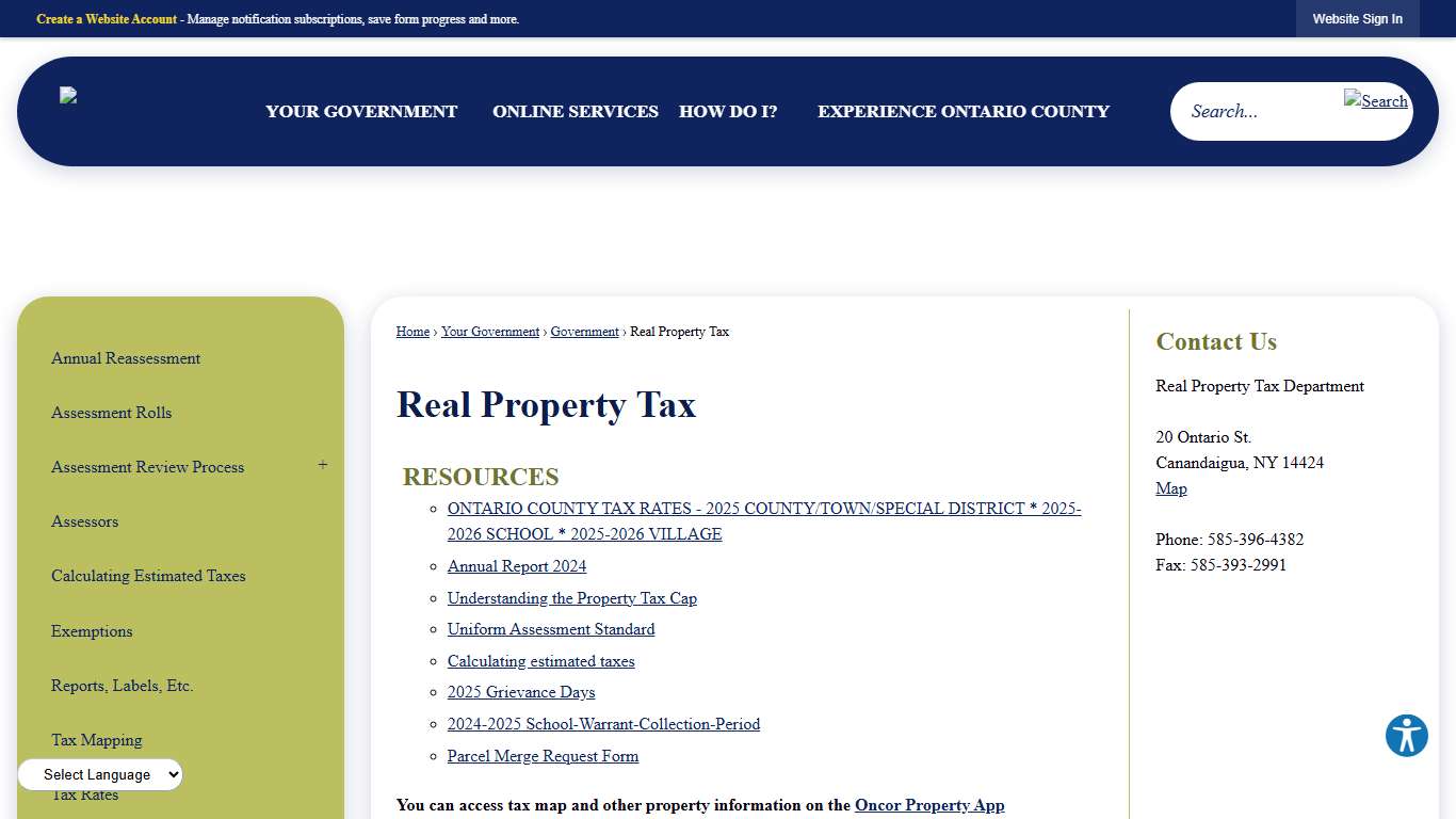 Real Property Tax Ontario County, NY - Official Website